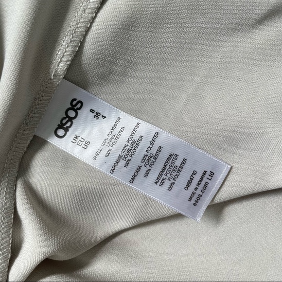 ASOS (4) One Shoulder Light Gray Dress with Tie Wrap - Picture 8 of 9